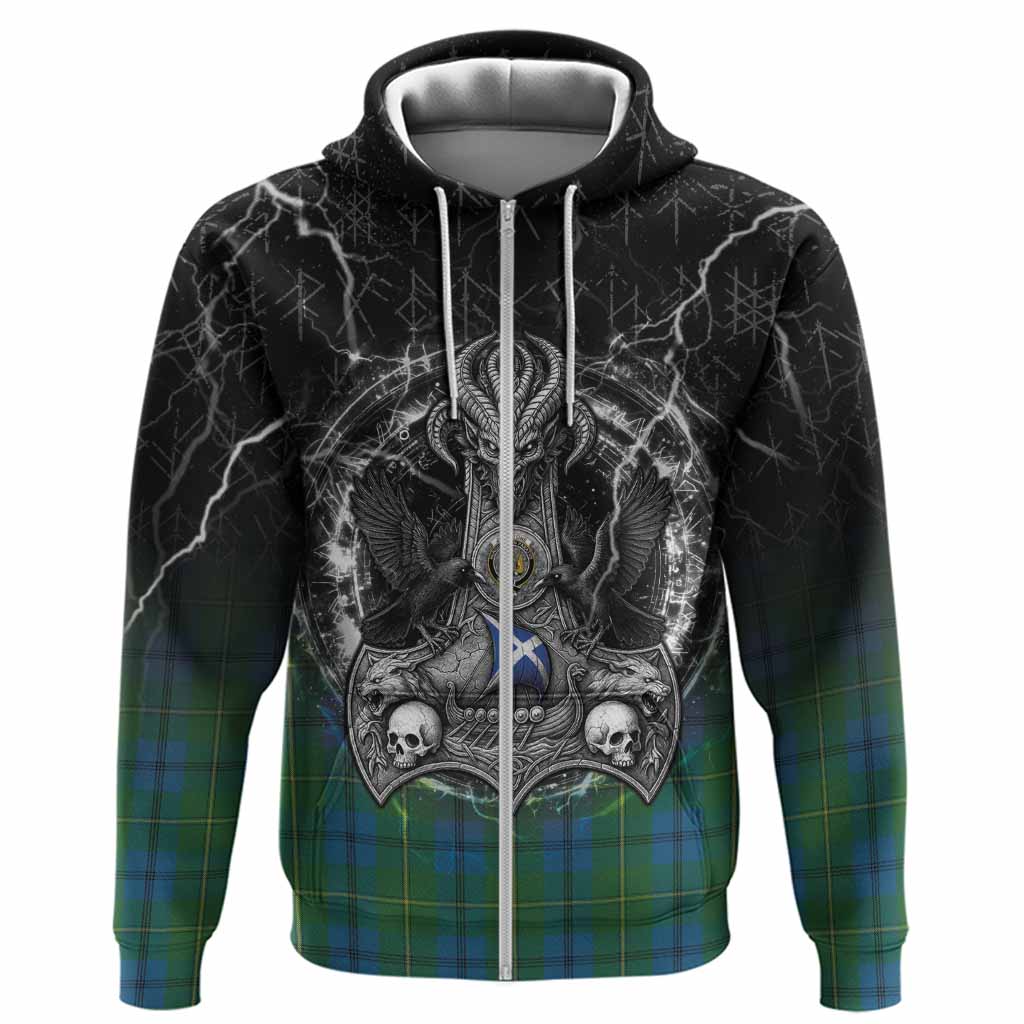 Johnstone (Johnston) Tartan Crest Hoodie Celtic Odin's Raven Legacy