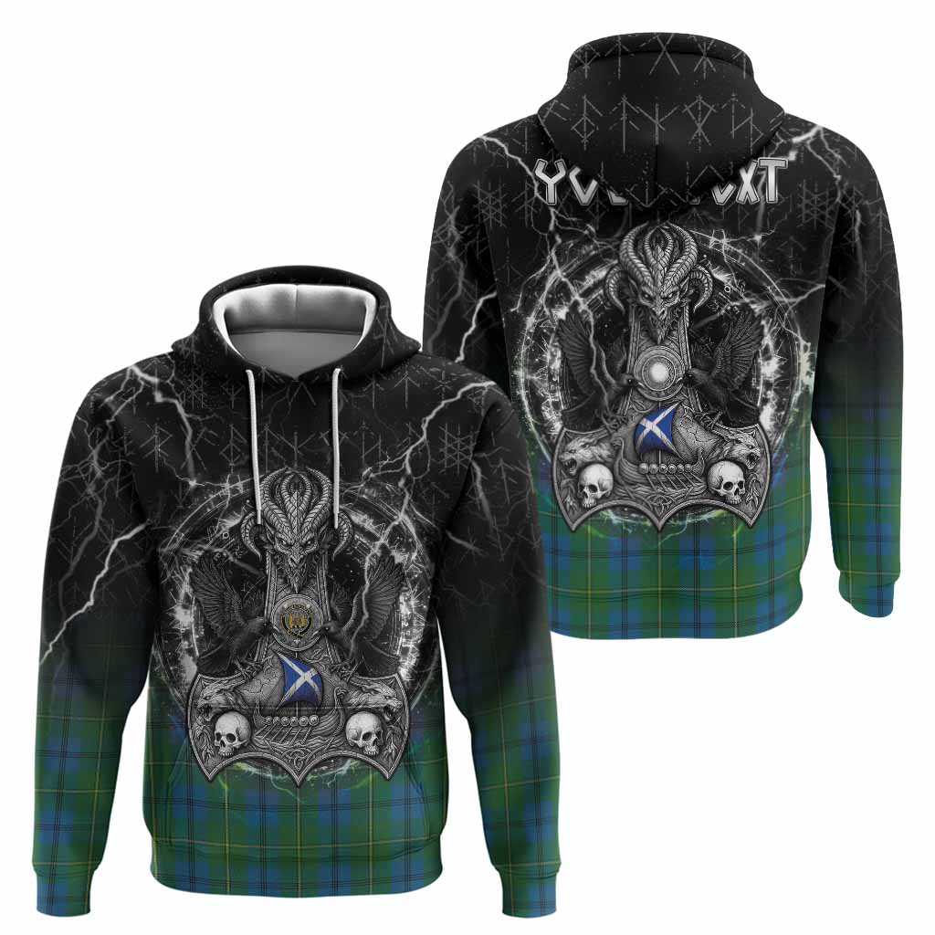 Johnstone (Johnston) Tartan Crest Hoodie Celtic Odin's Raven Legacy