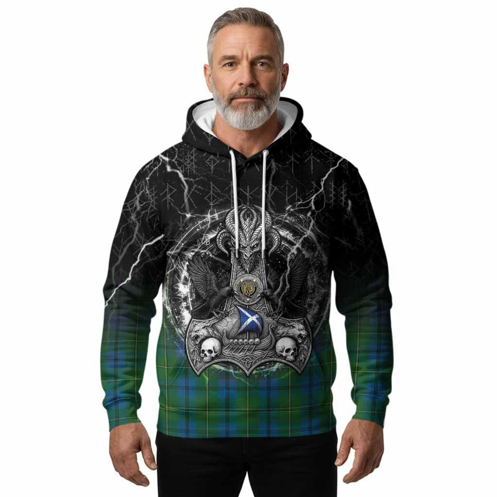 Johnstone (Johnston) Tartan Crest Hoodie Celtic Odin's Raven Legacy