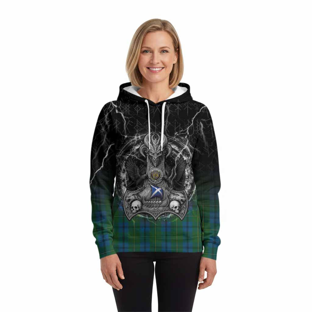 Johnstone (Johnston) Tartan Crest Hoodie Celtic Odin's Raven Legacy