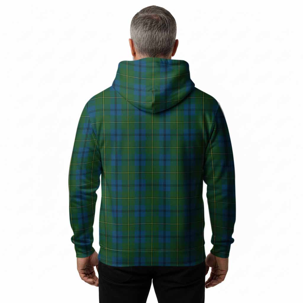 Johnstone (Johnston) Tartan Crest Hoodie Ferocious Lion Style