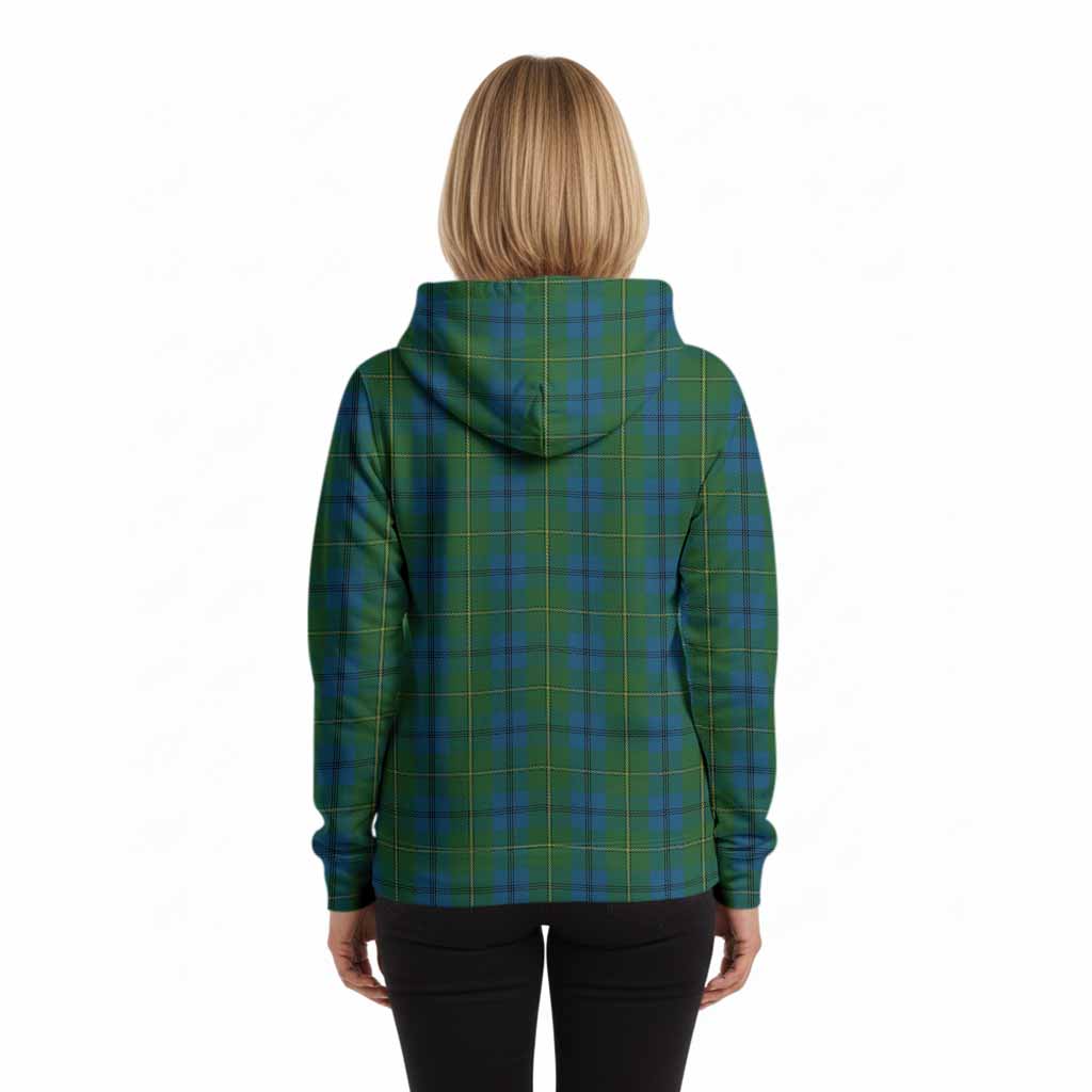 Johnstone (Johnston) Tartan Crest Hoodie Ferocious Lion Style