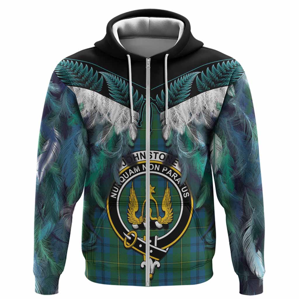 Johnstone (Johnston) Tartan Crest Hoodie New Zealand Maori Korowai Cloak