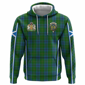 Johnstone (Johnston) Tartan Crest Hoodie Scotland Coat of Arm Flag Style