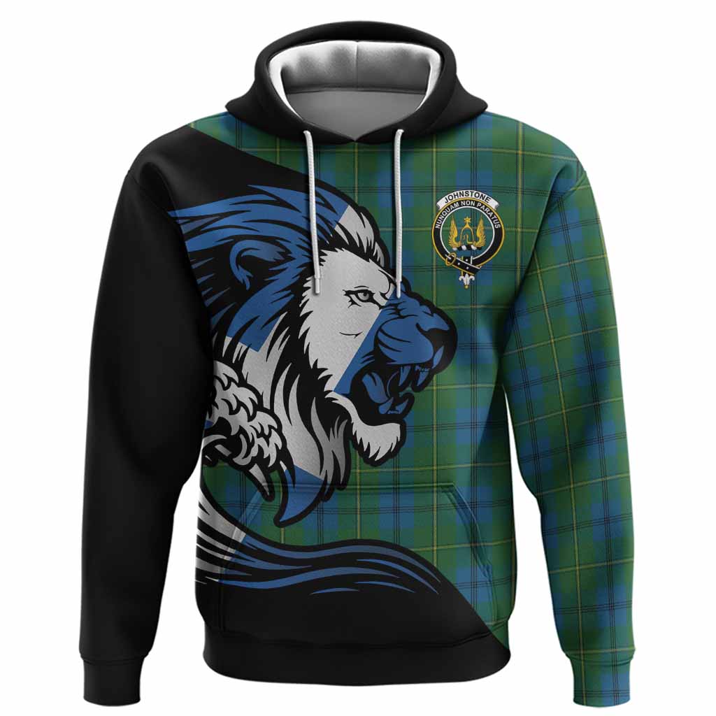 Johnstone (Johnston) Tartan Crest Hoodie Scottish Golden Lions Wave Flow