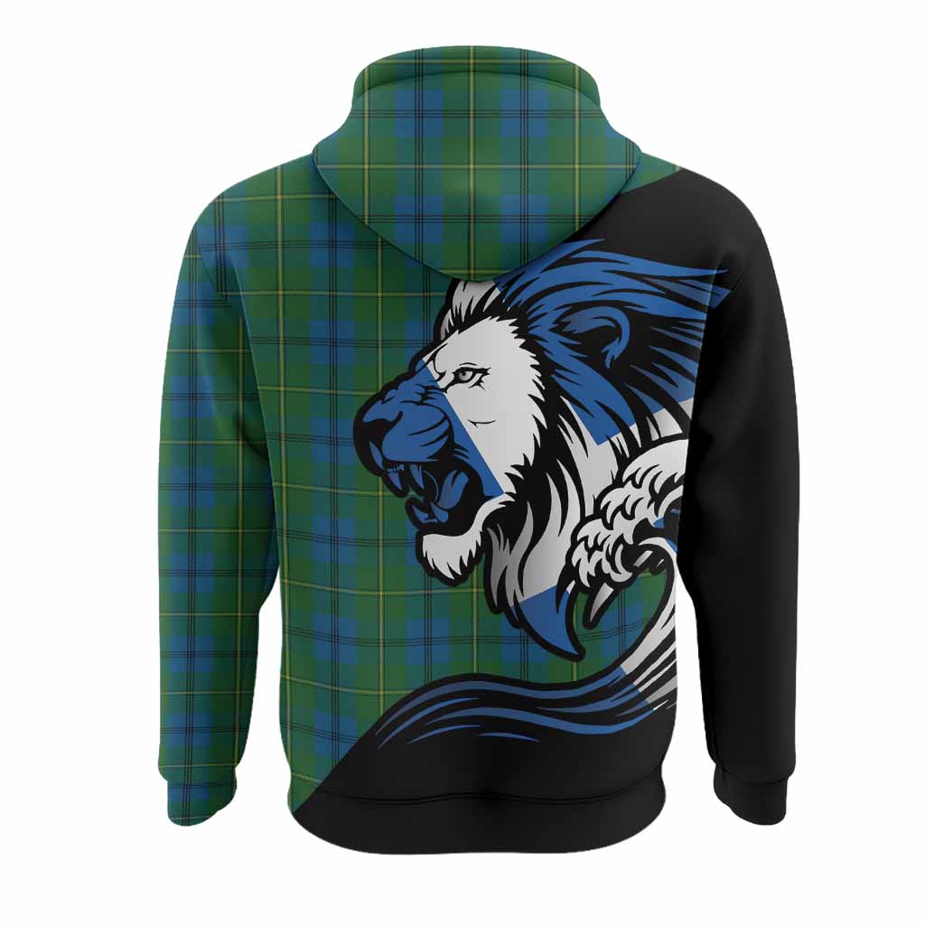 Johnstone (Johnston) Tartan Crest Hoodie Scottish Golden Lions Wave Flow