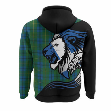 Johnstone (Johnston) Tartan Crest Hoodie Scottish Golden Lions Wave Flow