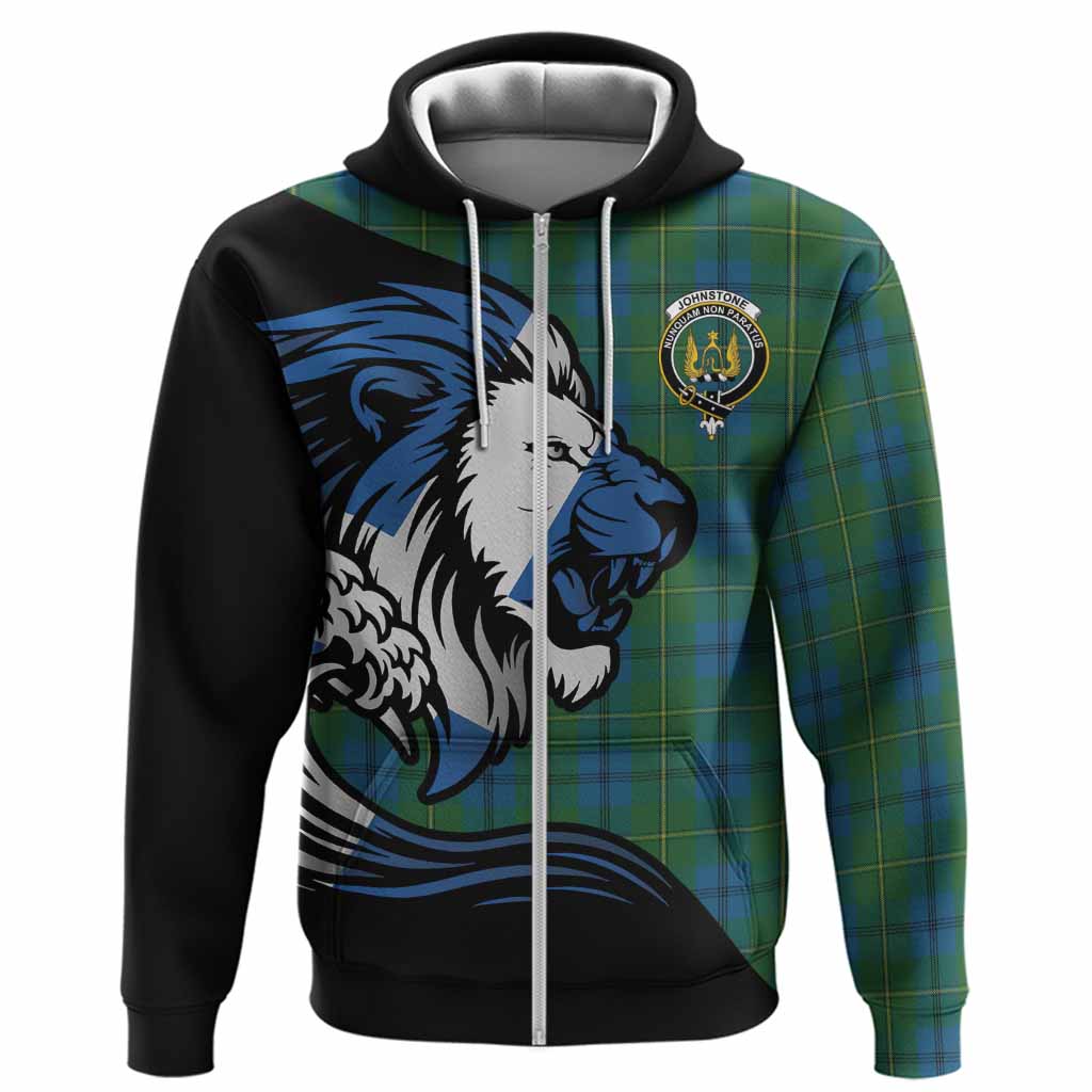 Johnstone (Johnston) Tartan Crest Hoodie Scottish Golden Lions Wave Flow