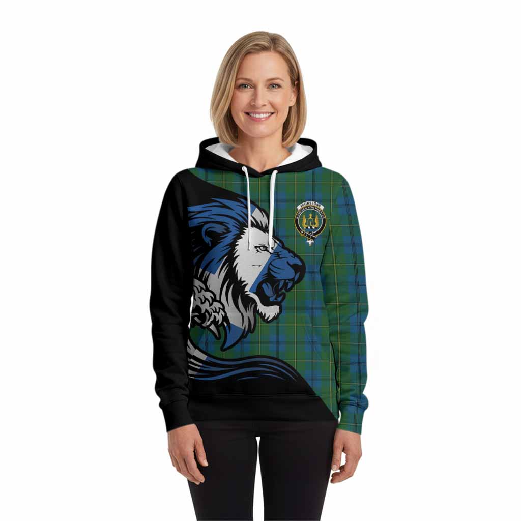 Johnstone (Johnston) Tartan Crest Hoodie Scottish Golden Lions Wave Flow