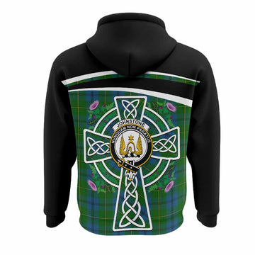 Johnstone (Johnston) Tartan Crest Hoodie Scottish Thistle Celtic Cross Alba Gu Brath