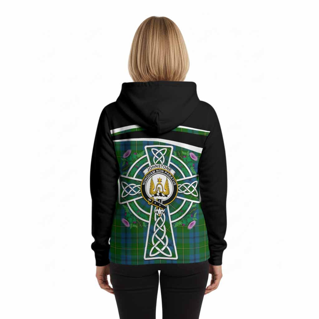 Johnstone (Johnston) Tartan Crest Hoodie Scottish Thistle Celtic Cross Alba Gu Brath