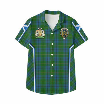 Johnstone (Johnston) Tartan Crest Kid Hawaiian Shirt Scotland Coat of Arm Flag Style