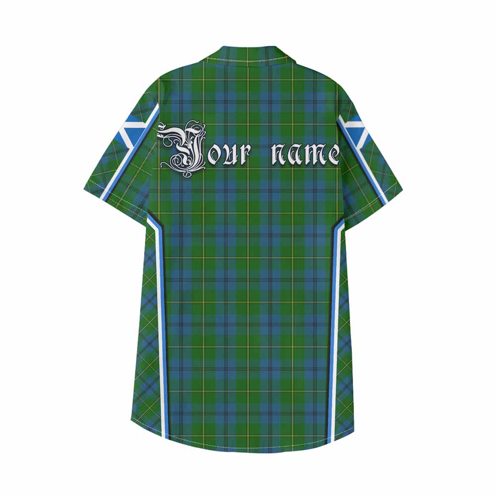 Johnstone (Johnston) Tartan Crest Kid Hawaiian Shirt Scotland Coat of Arm Flag Style - Tartan Vibes Clothing