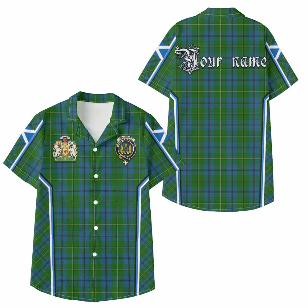 Johnstone (Johnston) Tartan Crest Kid Hawaiian Shirt Scotland Coat of Arm Flag Style - Tartan Vibes Clothing