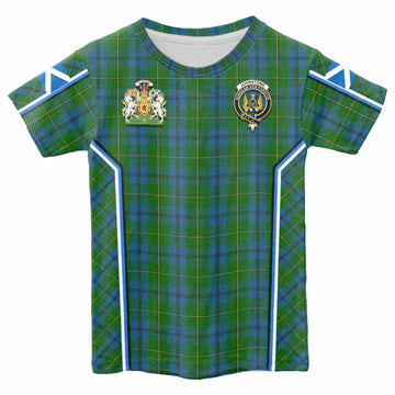 Johnstone (Johnston) Tartan Crest Kid T-shirt Scotland Coat of Arm Flag Style
