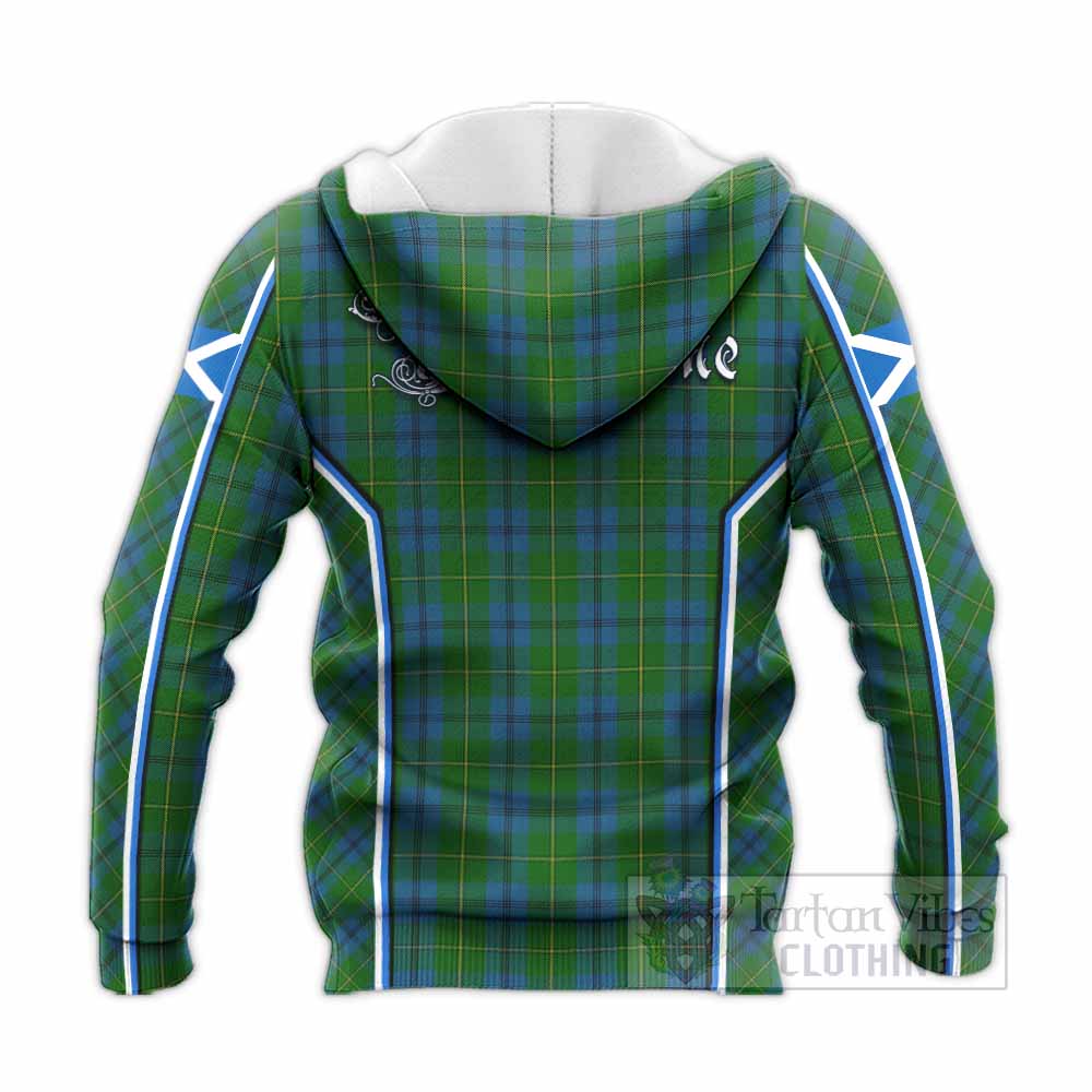 Johnstone (Johnston) Tartan Crest Knitted Hoodie Scotland Coat of Arm Flag Style - Tartan Vibes Clothing