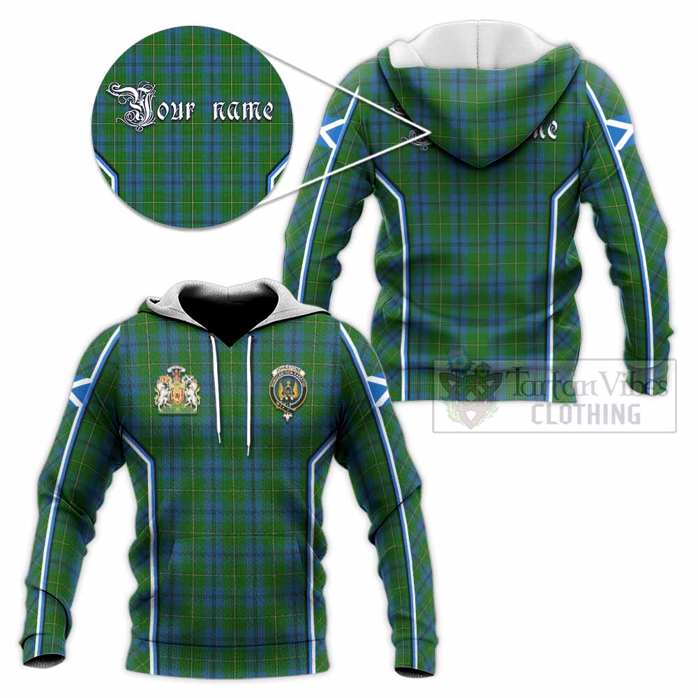 Johnstone (Johnston) Tartan Crest Knitted Hoodie Scotland Coat of Arm Flag Style - Tartan Vibes Clothing