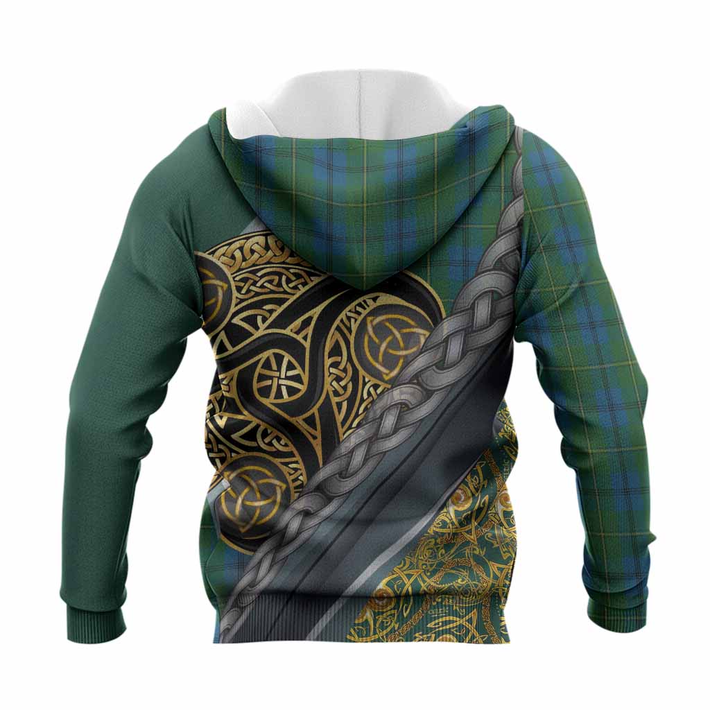 Johnstone (Johnston) Tartan Crest Knitted Hoodie Scottish Triskele Celtic