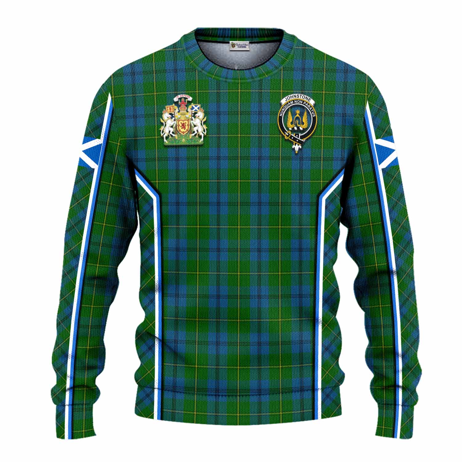 Johnstone (Johnston) Tartan Crest Knitted Sweater Scotland Coat of Arm Flag Style - Tartan Vibes Clothing