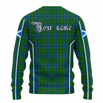 Johnstone (Johnston) Tartan Crest Knitted Sweater Scotland Coat of Arm Flag Style - Tartan Vibes Clothing