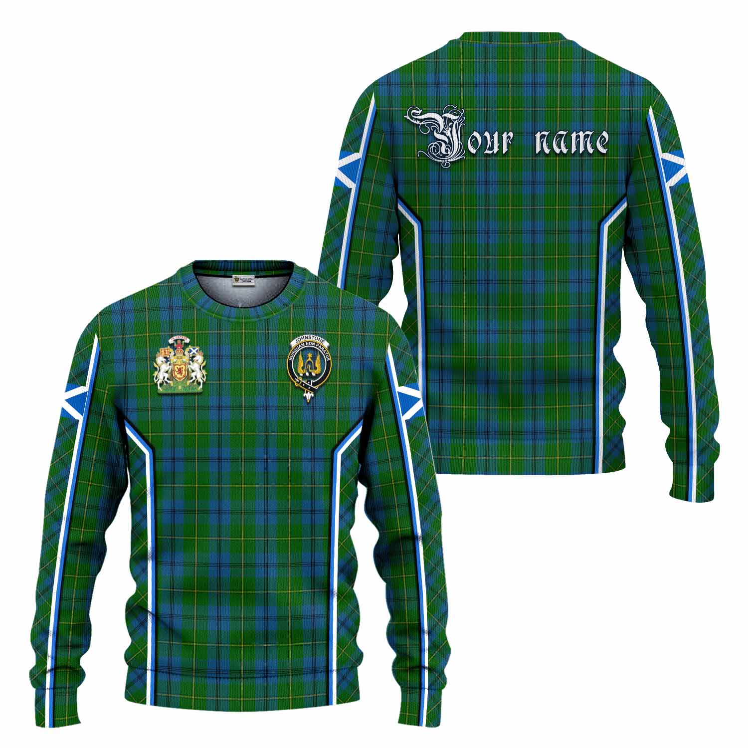 Johnstone (Johnston) Tartan Crest Knitted Sweater Scotland Coat of Arm Flag Style - Tartan Vibes Clothing