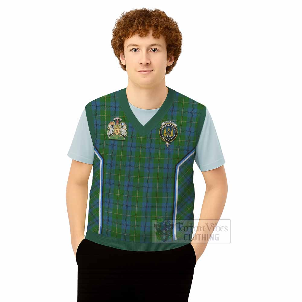 Johnstone (Johnston) Tartan Crest Knitted V-Neck Vest Scotland Coat of Arm Flag Style - Tartan Vibes Clothing