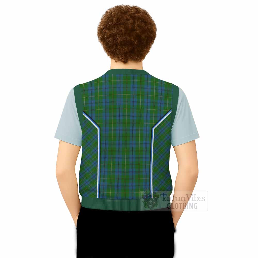Johnstone (Johnston) Tartan Crest Knitted V-Neck Vest Scotland Coat of Arm Flag Style - Tartan Vibes Clothing