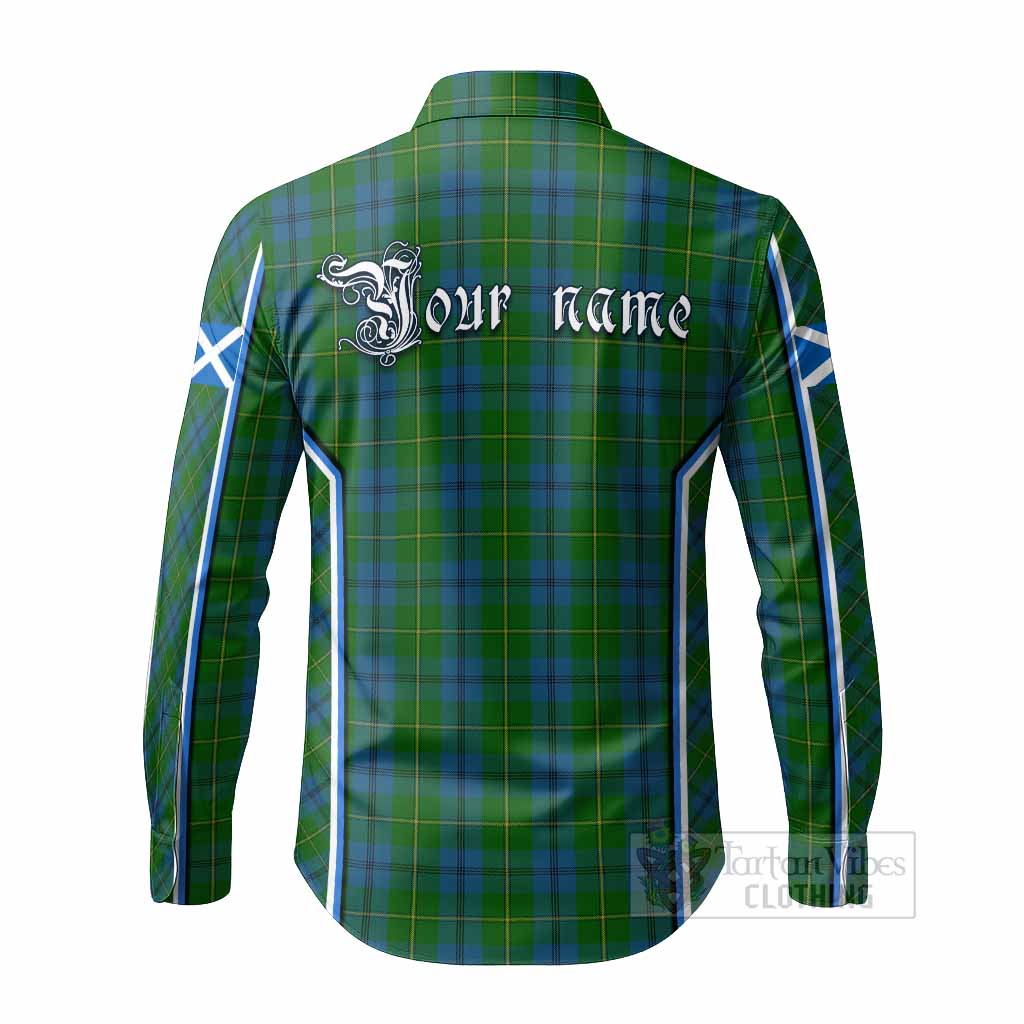 Johnstone (Johnston) Tartan Crest Long Sleeve Button Shirts Scotland Coat of Arm Flag Style - Tartan Vibes Clothing