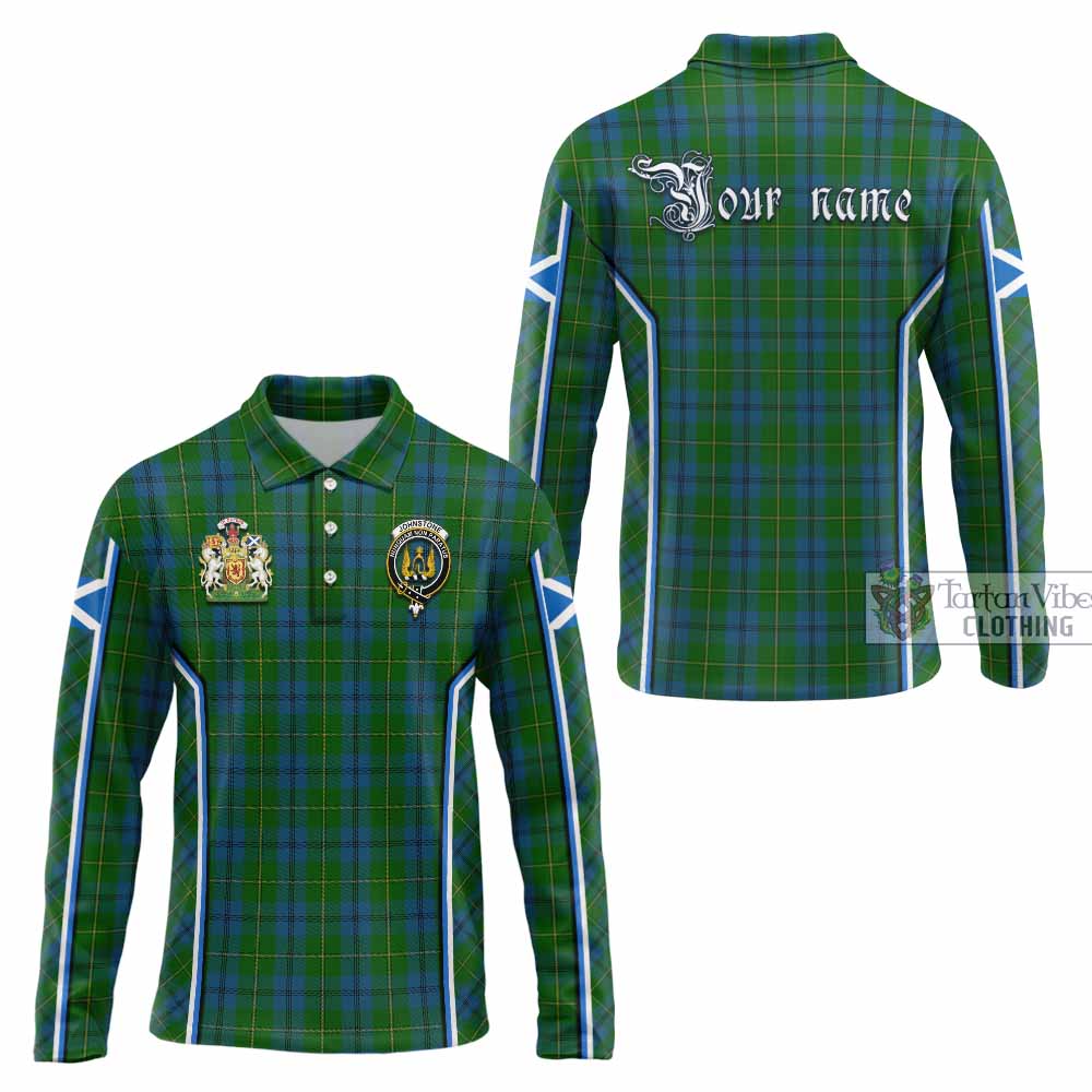Johnstone (Johnston) Tartan Crest Long Sleeve Polo Shirt Scotland Coat of Arm Flag Style - Tartan Vibes Clothing