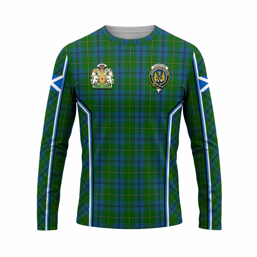 Johnstone (Johnston) Tartan Crest Long Sleeve T-Shirt Scotland Coat of Arm Flag Style - Tartan Vibes Clothing