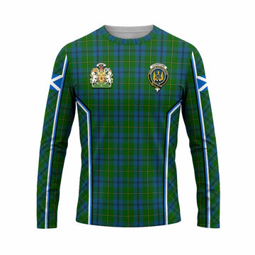 Johnstone (Johnston) Tartan Crest Long Sleeve T-Shirt Scotland Coat of Arm Flag Style - Tartan Vibes Clothing