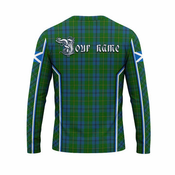 Johnstone (Johnston) Tartan Crest Long Sleeve T-Shirt Scotland Coat of Arm Flag Style - Tartan Vibes Clothing