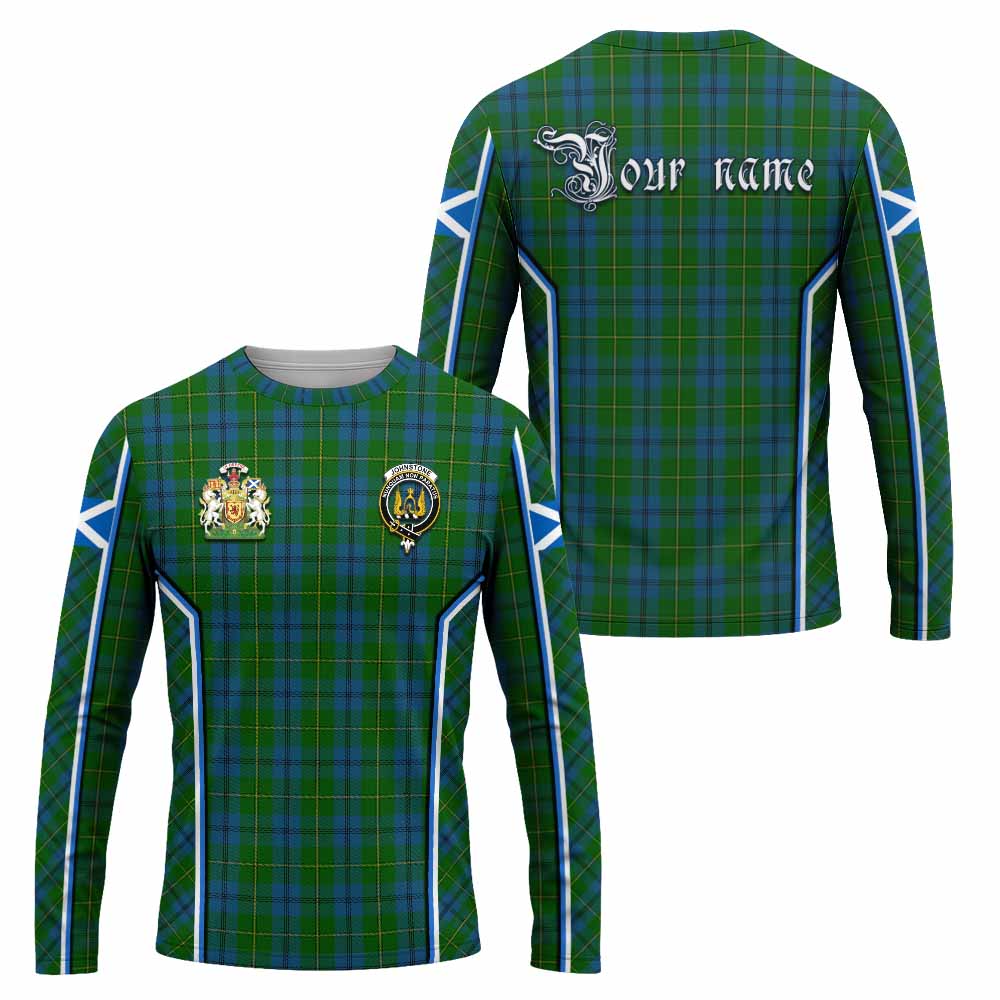 Johnstone (Johnston) Tartan Crest Long Sleeve T-Shirt Scotland Coat of Arm Flag Style - Tartan Vibes Clothing