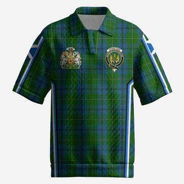 Johnstone (Johnston) Tartan Crest Men’s Polo Sweater Top Scotland Coat of Arm Flag Style