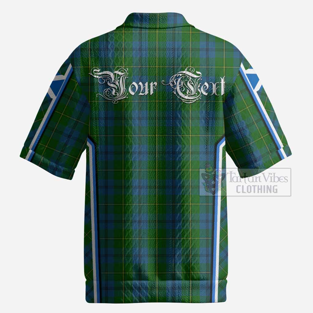 Johnstone (Johnston) Tartan Crest Men’s Polo Sweater Top Scotland Coat of Arm Flag Style
