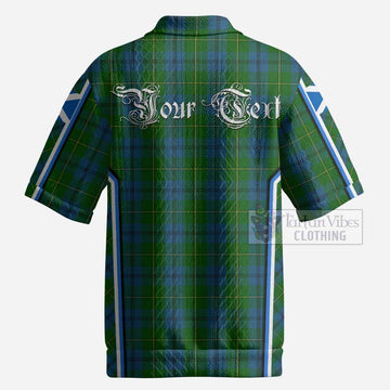 Johnstone (Johnston) Tartan Crest Men’s Polo Sweater Top Scotland Coat of Arm Flag Style