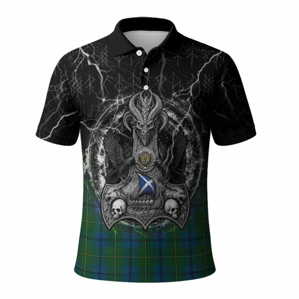 Johnstone (Johnston) Tartan Crest Polo Shirt Celtic Odin's Raven Legacy