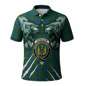 Johnstone (Johnston) Tartan Crest Polo Shirt Ferocious Lion Style