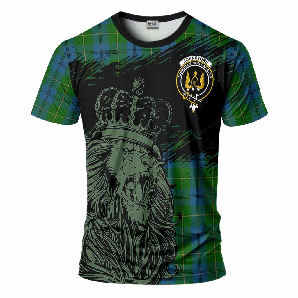 Johnstone (Johnston) Tartan Crest T-Shirt Crowned Lion Heritage Style