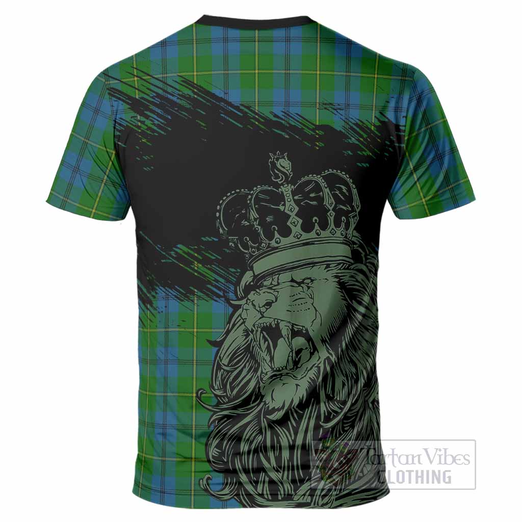 Johnstone (Johnston) Tartan Crest T-Shirt Crowned Lion Heritage Style