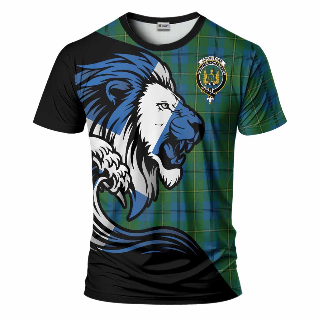 Johnstone (Johnston) Tartan Crest T-Shirt Scottish Golden Lions Wave Flow