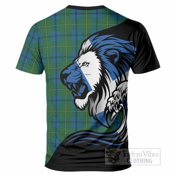 Johnstone (Johnston) Tartan Crest T-Shirt Scottish Golden Lions Wave Flow