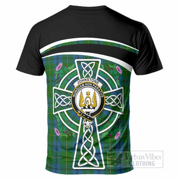 Johnstone (Johnston) Tartan Crest T-Shirt Scottish Thistle Celtic Cross Alba Gu Brath
