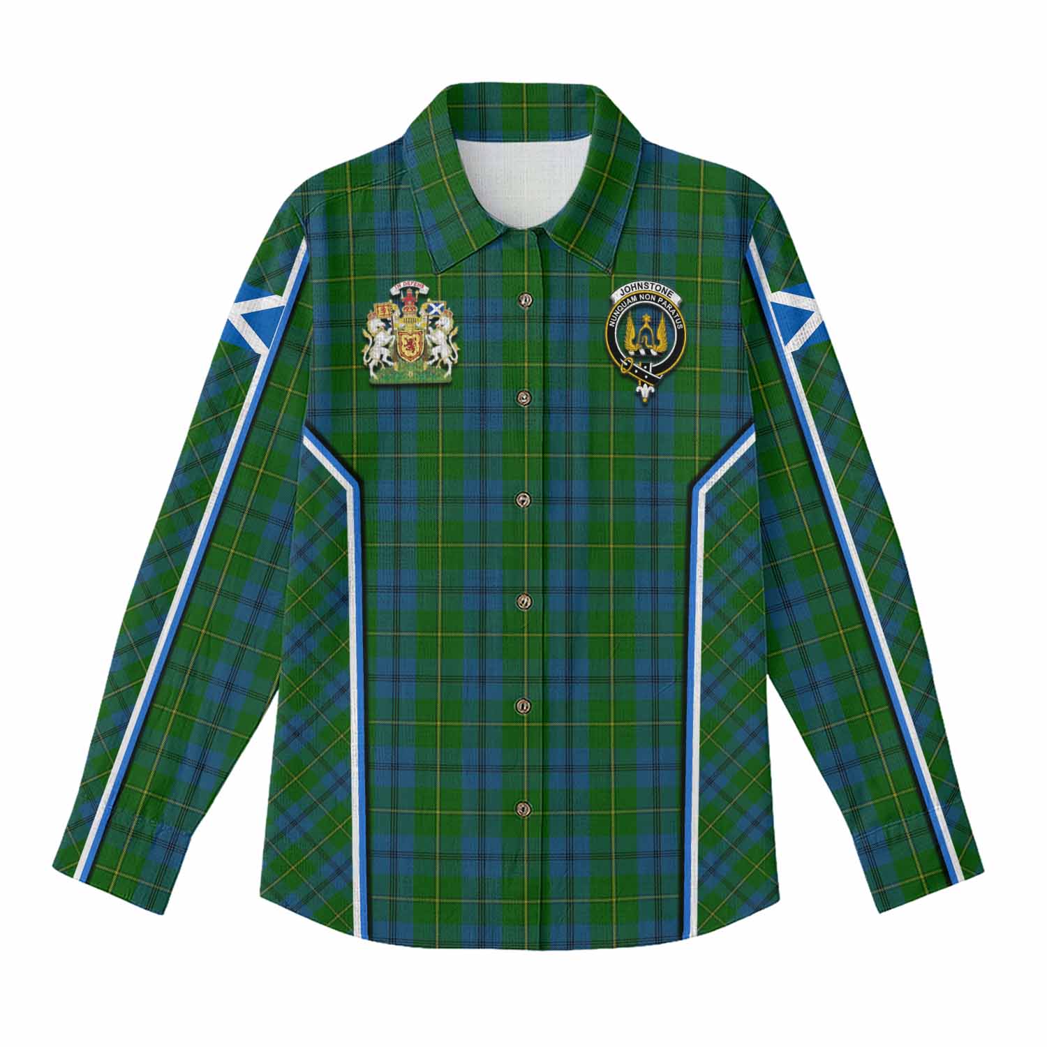 Johnstone (Johnston) Tartan Crest Women Casual Shirt Scotland Coat of Arm Flag Style - Tartan Vibes Clothing
