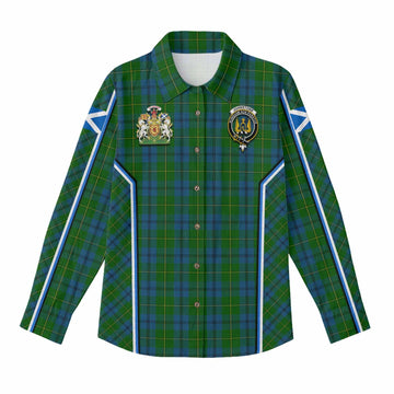 Johnstone (Johnston) Tartan Crest Women Casual Shirt Scotland Coat of Arm Flag Style - Tartan Vibes Clothing