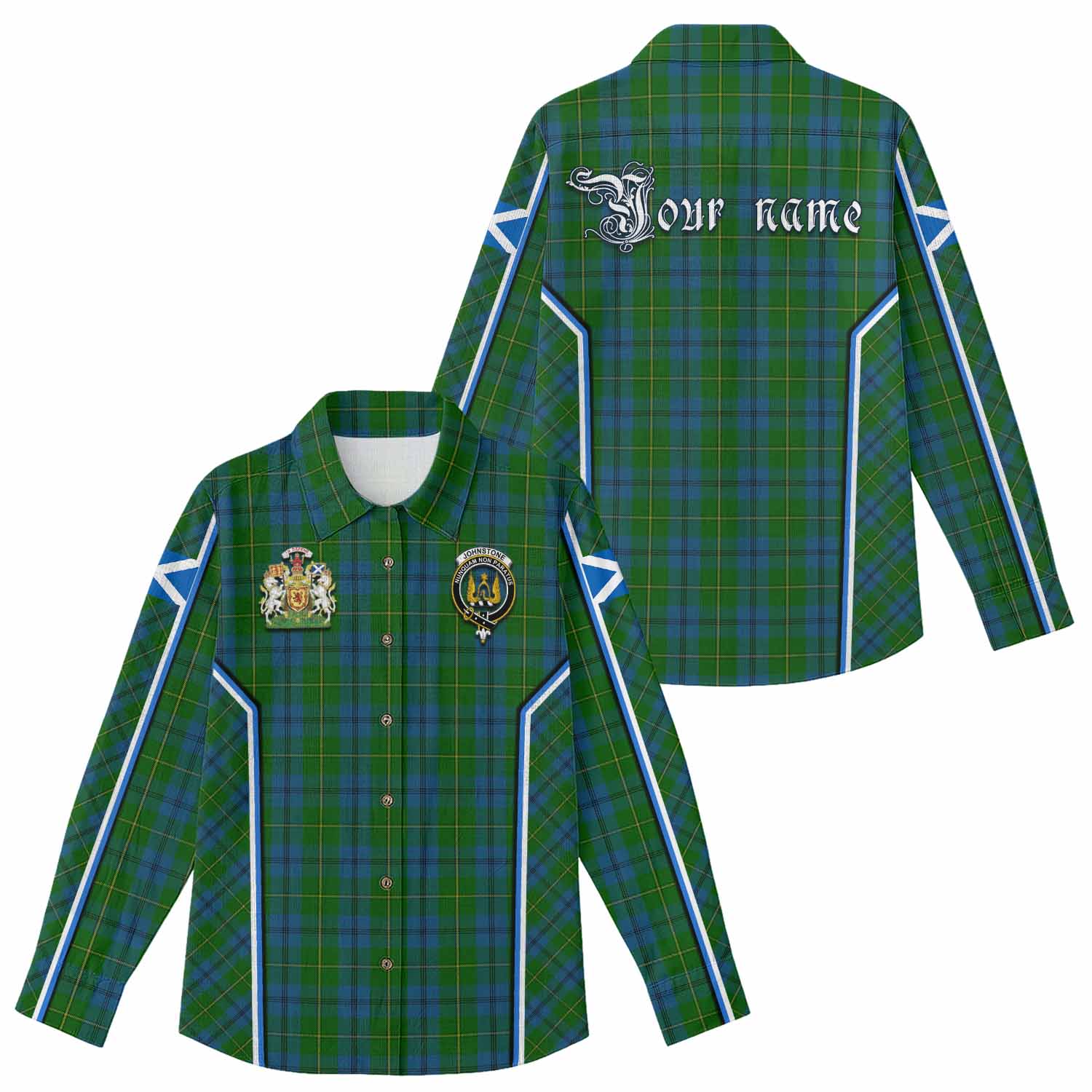 Johnstone (Johnston) Tartan Crest Women Casual Shirt Scotland Coat of Arm Flag Style - Tartan Vibes Clothing