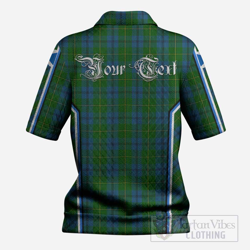 Johnstone (Johnston) Tartan Crest Women’s Polo Sweater Top Scotland Coat of Arm Flag Style