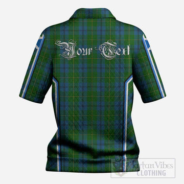 Johnstone (Johnston) Tartan Crest Women’s Polo Sweater Top Scotland Coat of Arm Flag Style