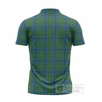 Johnstone (Johnston) Tartan Crest Zipper Polo Shirt Ferocious Lion Style