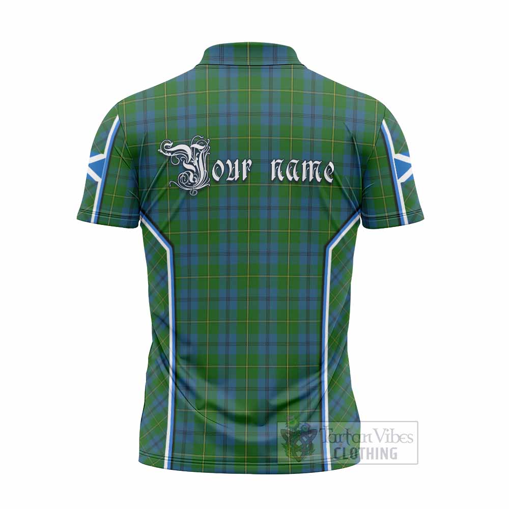 Johnstone (Johnston) Tartan Crest Zipper Polo Shirt Scotland Coat of Arm Flag Style - Tartan Vibes Clothing